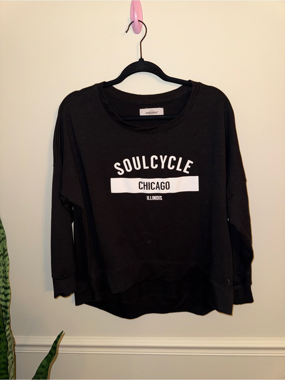 soulcycle Black Crewneck Sweatshirt with White Chicago Logo
